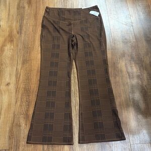 Maurices luxe Brown and Black Plaid pull on flare leg pants size large short